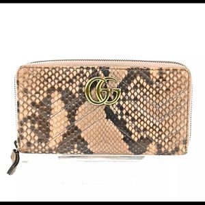 Gucci Marmont Snakesin Zip Around Wallet